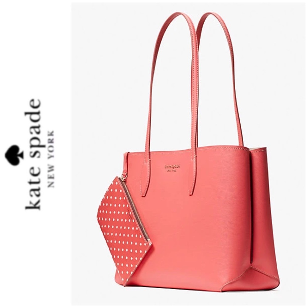 NWT Kate Spade leather tote and wristlet peach